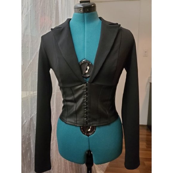 Jackets & Blazers - Faux Leather Corset Blazer